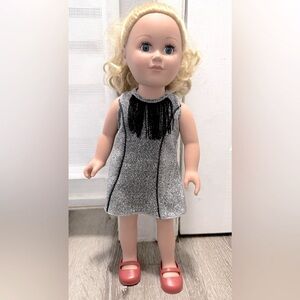 18” Cititoy Vinyl Girl Doll GS 126 Blonde Hair Moving EyeLids Blue Eyes